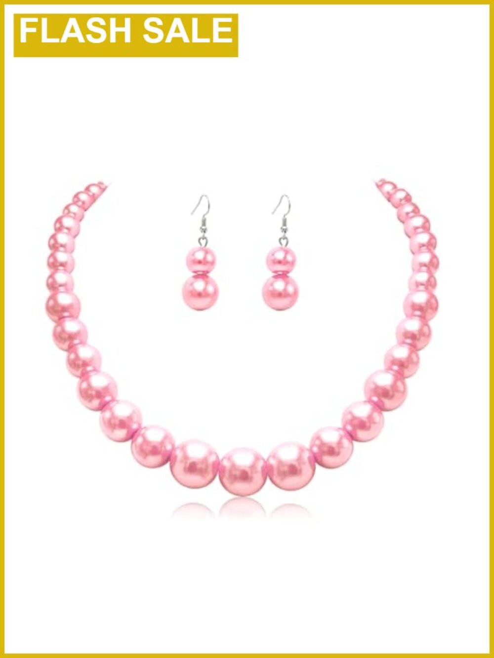 Faux Pearl Choker Necklace Earring Set Glass Beads Costume Jewelry Gift